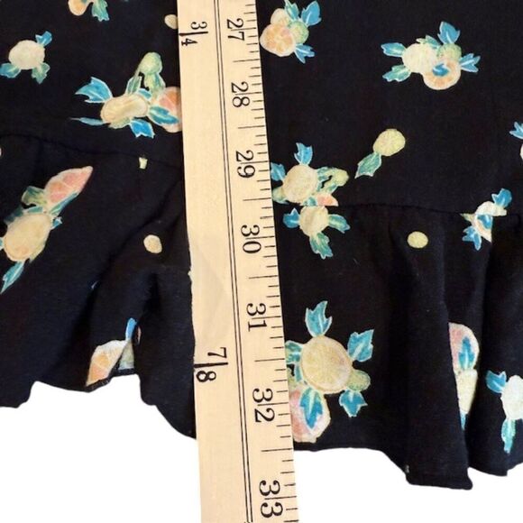 Free People Like A Lady Black Mini Dress Lemon Slice Tie Back Buttons Size XS - Picture 14 of 15